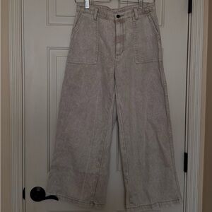 Wide Leg Utility Jeans in White Wash